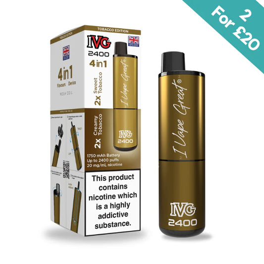 Tobacco Edition - IVG 2400 4-in-1 reloaded Pre-Filled Pod Kit