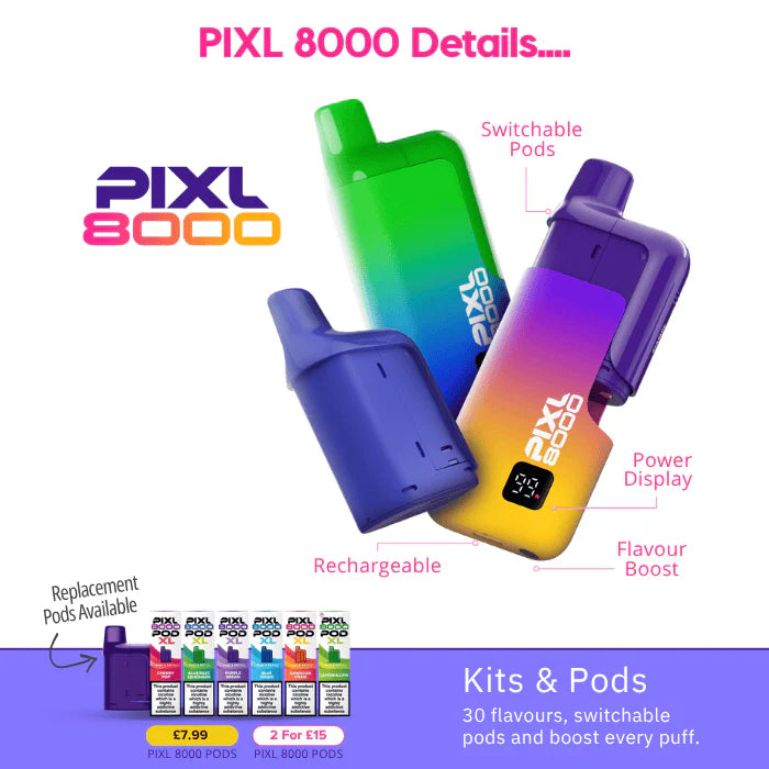 Raspberry Watermelon Pixl 8000 Prefilled Pod Kit